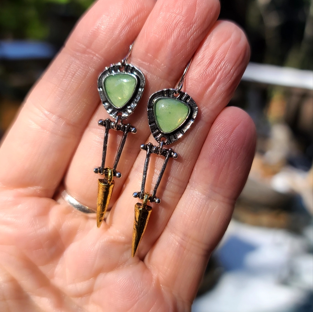 Tribal green Turquoise earrings - Picture 6 of 8